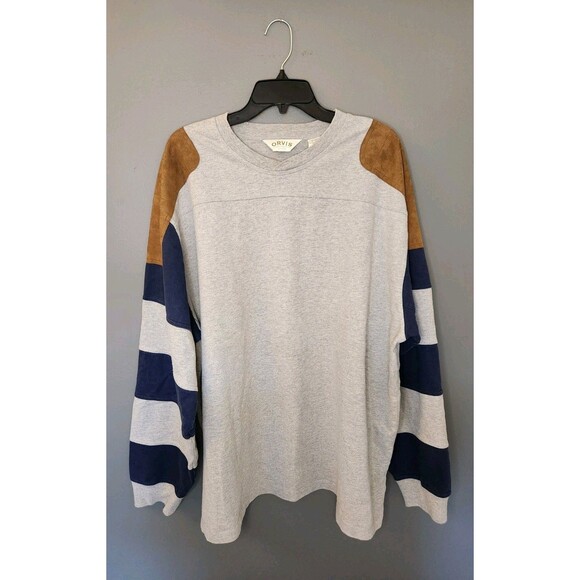 Orvis Rugby Shirt Men's 2XL Gray Crewneck Shoulder Elbow Patch Outdoors Shooting - Picture 2 of 6